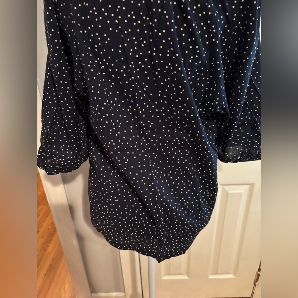 NWT LC Lauren Conrad Navy Blouse with White Polka Dots XS - Picture 6 of 8